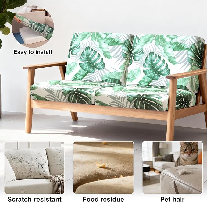 4Pcs Patio Stretch Cushion Covers, Outdoor Sofa Replacement Cover Slipcovers - Image 4