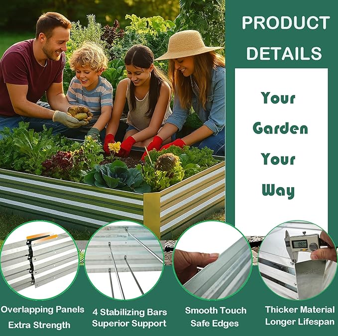 Galvanized Raised Garden Beds for Vegetables Large Metal Planter Box Steel Kit - Image 5
