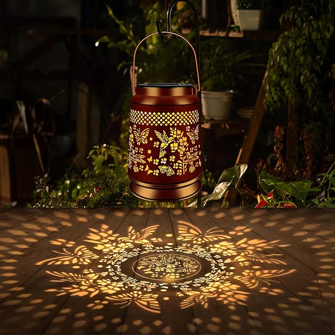 KY&BOSAM Solar Lanterns Outdoor Waterproof Hummingbird & Butterfly Lantern by KYBOSAM