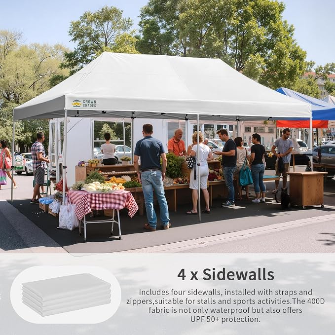 CROWN SHADES 10x20 Pop Up Canopy Tent, Thicken Frame Commercial Heavy Duty Tent - Image 4