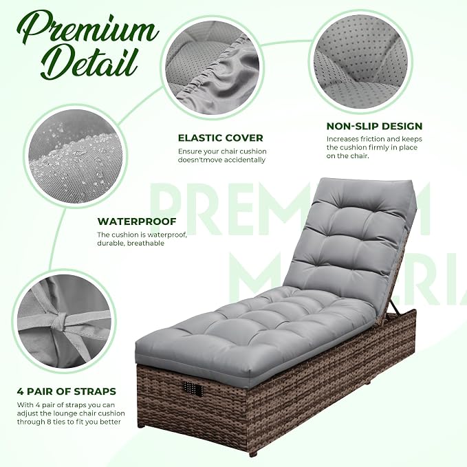 Outdoor Lounge Chair Cushions, Chaise Lounge Cushions - Image 3
