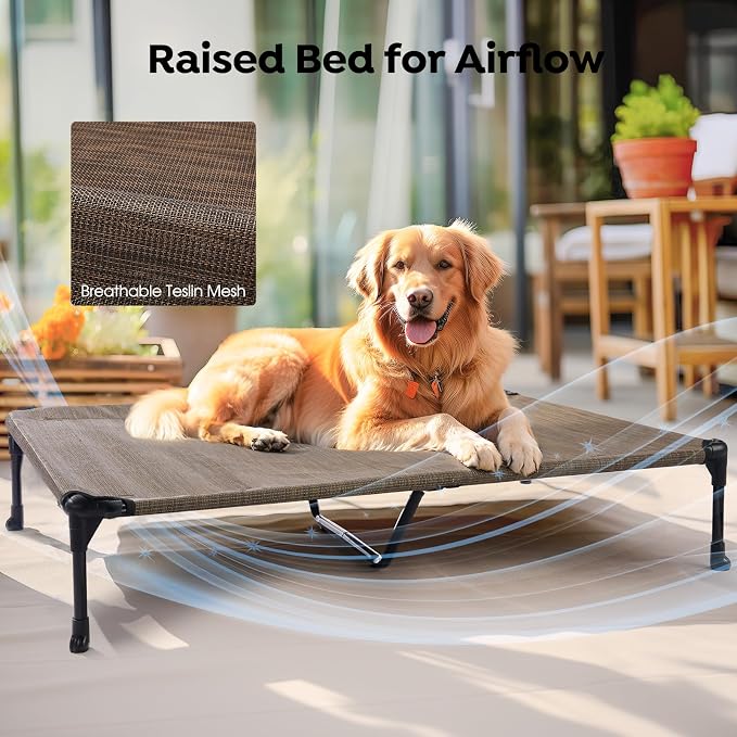 Veehoo Cooling Elevated Dog Bed Add Removable Waterproof Bolster Cushion Mat - Image 6