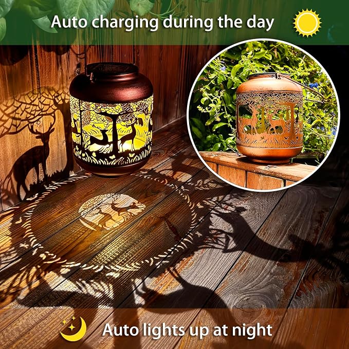 Deer Solar Lanterns Outdoor Waterproof Hanging Solar Lights Deer Gifts - Image 3