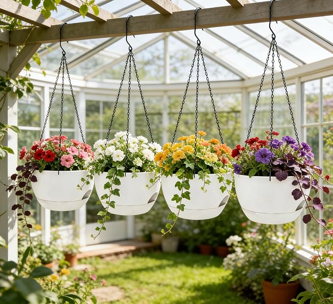 Set of 2-8 Inch Self Watering Hanging Planters - Image 6