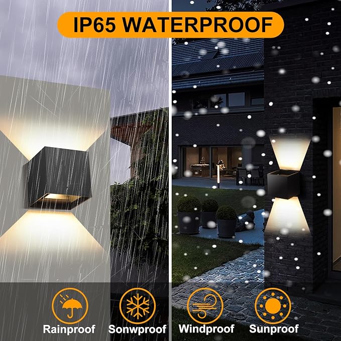 2 Pack Outdoor Wall Lights Fixture 20W, 3000K Exterior Modern Front Porch - Image 6