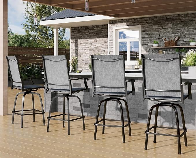 PHI VILLA Outdoor Swivel Patio Bar Stools Set of 4, 30 Inch Bar Height Tall - Image 2