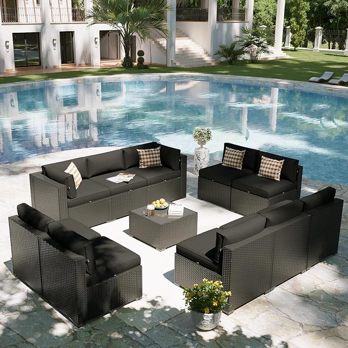 Aoxun Patio Furniture Set, 11 Piece Outdoor Sectional Sofas - Image 6