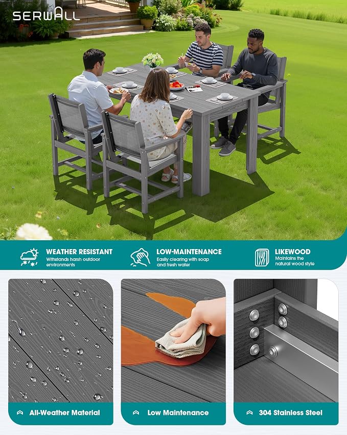 SERWALL 7 Piece Outdoor Dining Table Sets - Image 5