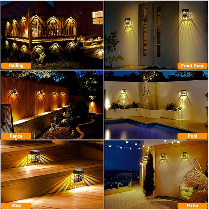 LOFTEK Solar Deck Lights, 8 Pack Solar Fence Lights, Outdoor Patio Decorative - Image 5