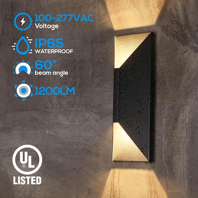 LEONLITE Dimmable LED Up Down Wall Light, CRI 90+, IP65 Waterproof, 10%-100% - Image 4