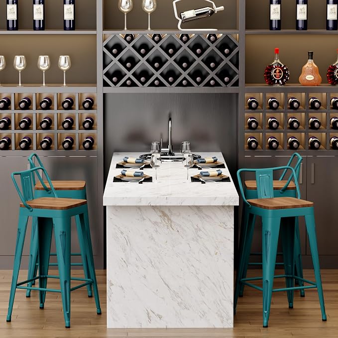 Alunaune 30" Metal Bar Stools Set of 4 Industrial Counter Height Barstools - Image 5