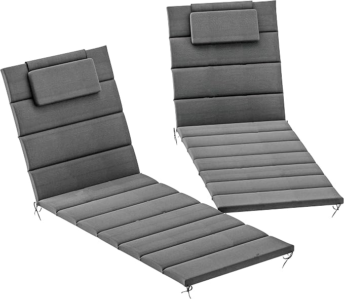 Outsunny Outdoor Lounge Chair Cushion Set of 2, Foldable Patio Chaise Lounge by Outsunny