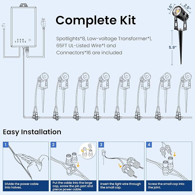 All-in-One Outdoor Low Voltage Landscape Lighting Kit, LED Landscape Spot Lights - Image 7
