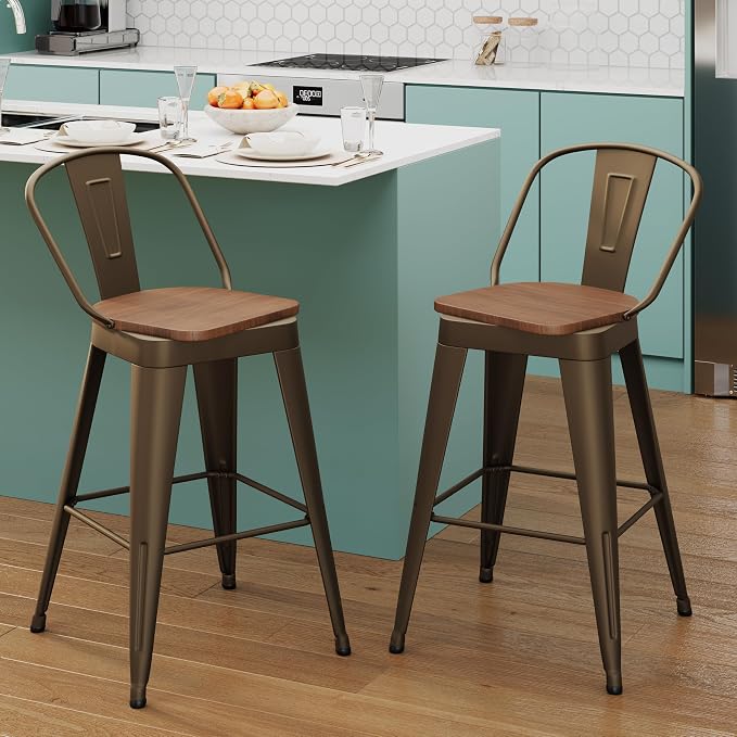 Aklaus Swivel Metal Bar Stools Swivel Modern Farmhouse Bar Chairs - Image 8