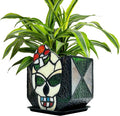 Tiffany Stained Glass Skull Planter, Planters by Entlityful
