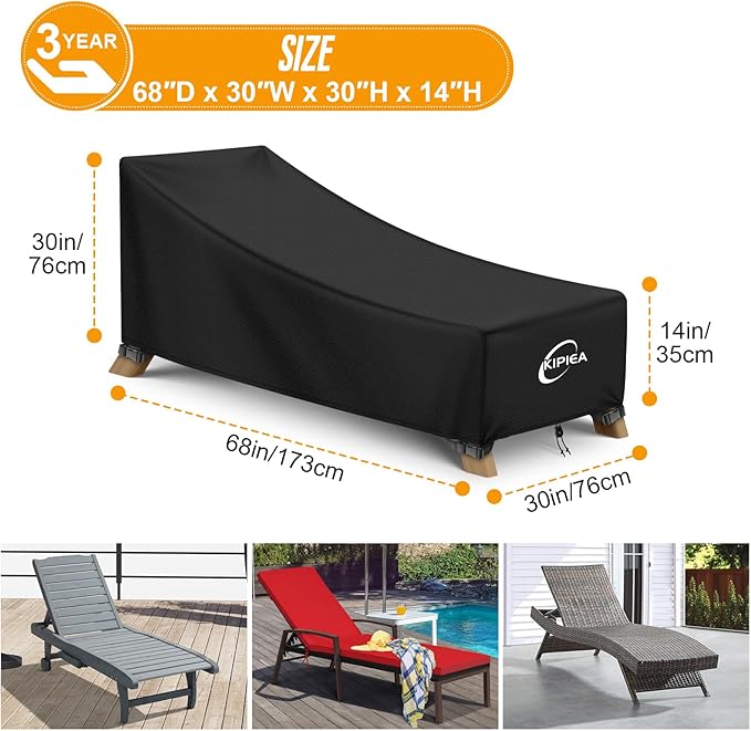 Kipiea Waterproof Patio Lounge Chair Covers - Image 2