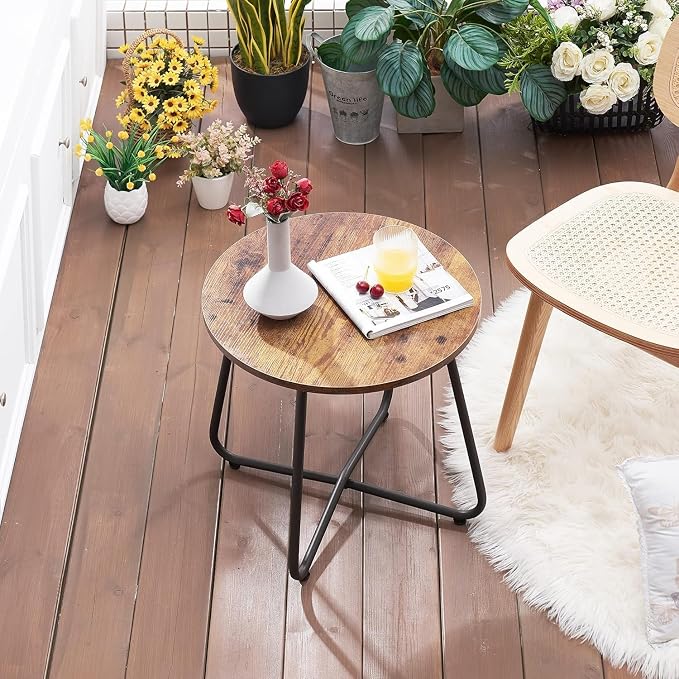 VECELO 17.7 inch Small Round Outdoor Side Table, Patio End Table, Waterproof - Image 2