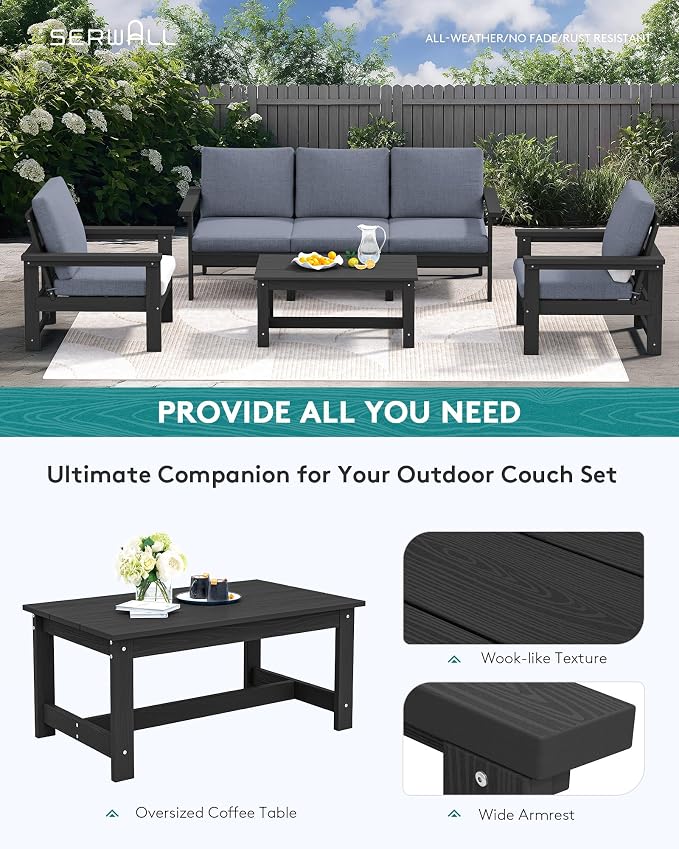 SERWALL HDPE Patio Conversation Set, 6-piece Sectional Outdoor Furniture Set - Image 7