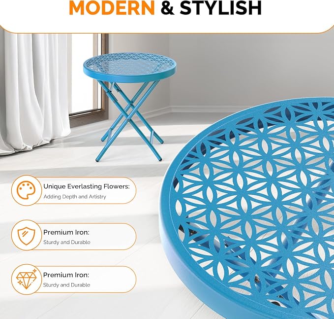 VINGLI Patio Folding Side Table, Small Outdoor Table - Image 4