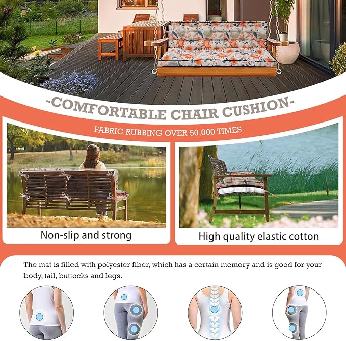 Outside Benches Cushion with Backrest, Thicken Waterproof Swing Cushions 2/3 - Image 4