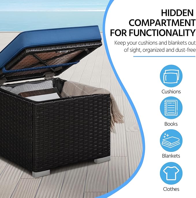 Yaheetech Wicker Ottomans, Outdoor/Indoor Footstools, Additional Seating - Image 7