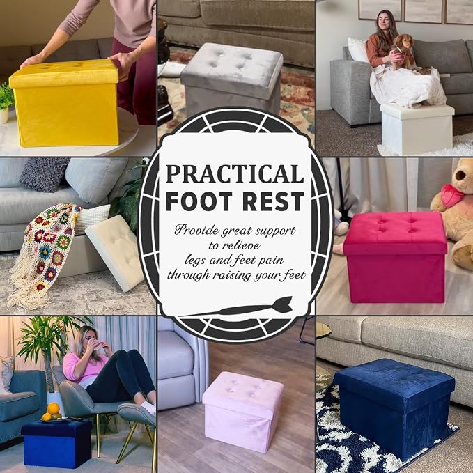 LINMAGCO Storage Ottoman Folding Foot Stool Foot Rest - Image 3