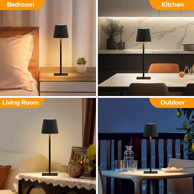 LUTEC 4 Pack Cordless Table Lamp, 6000mAh Rechargeable Battery Operated Desk - Image 6