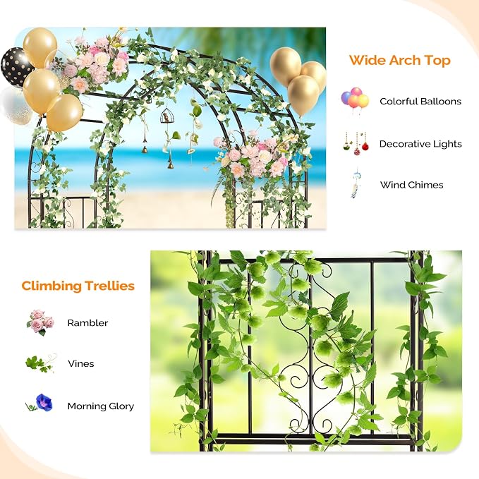 VINGLI Garden Arbor, Double Layer Arch Archway - Image 4