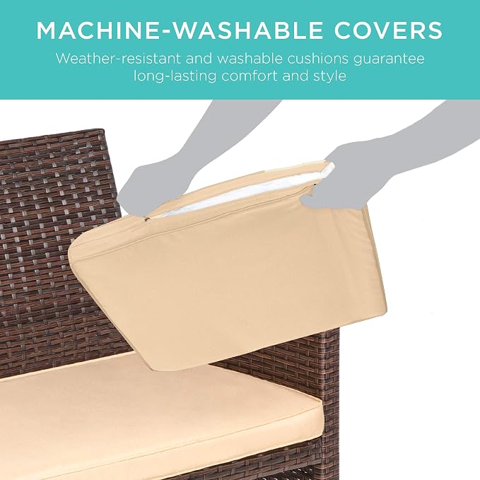 Best Choice Products 4-Piece Outdoor Wicker Patio Conversation Furniture Set - Image 5