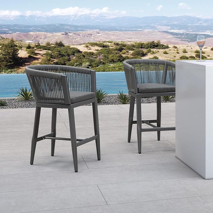 PURPLE LEAF Counter Height Bar Stools Set of 4 Rattan Bar Stools - Image 9