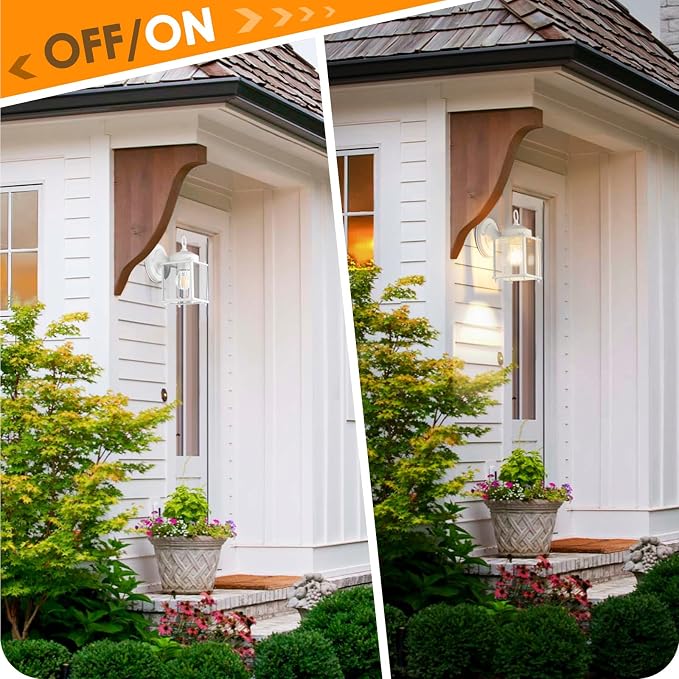 Outdoor Wall Lantern, Exterior White Waterproof Wall Sconce Lighting Fixtures - Image 5