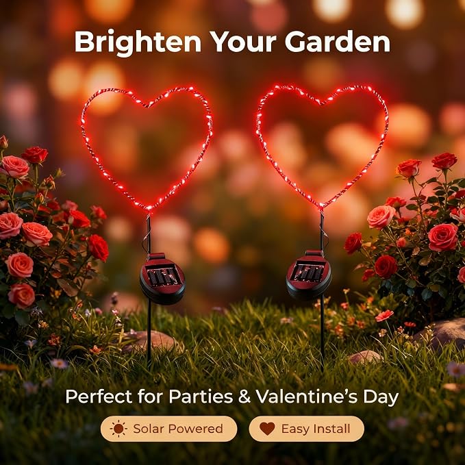 Solar Heart Garden Stake Light - Image 3