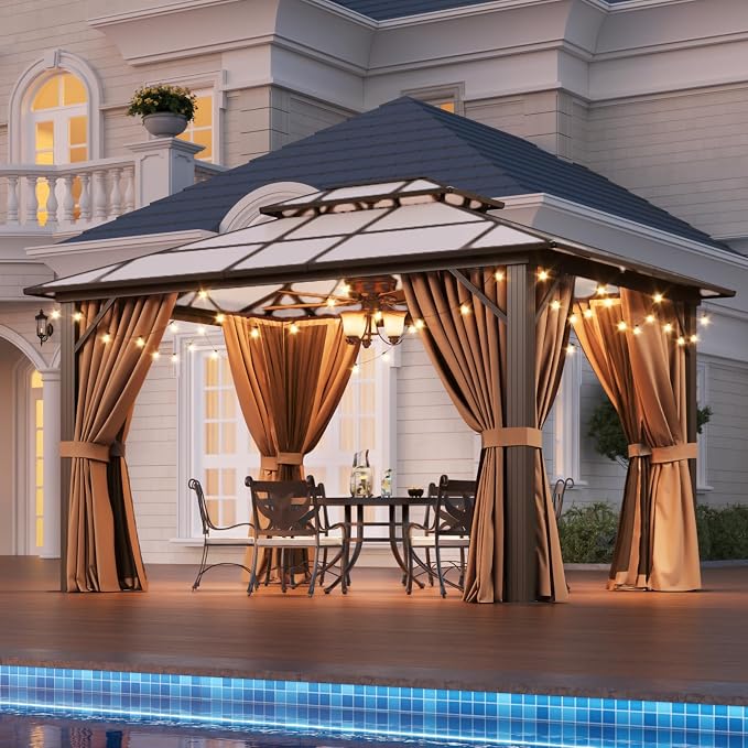 Aoxun 10'x12' Hardtop Gazebo, Outdoor Metal Gazebo - Image 3