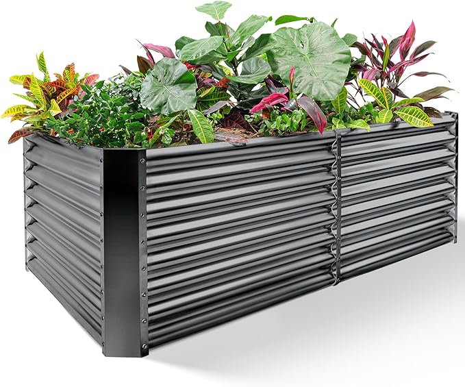 Land Guard 6×3×2 ft Galvanized Raised Garden Bed Kit, Galvanized Planter Raised by LandGuard