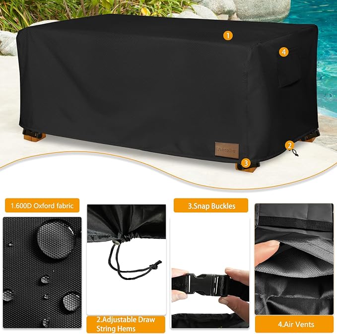Waterproof Outdoor Coffee Table Cover, Rectangular Patio Small Side Table Cover - Image 2