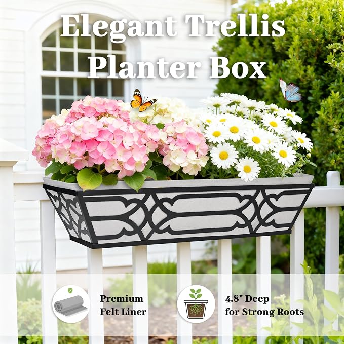2 Pack 24 Inch Railing Boxes Planter - Image 7