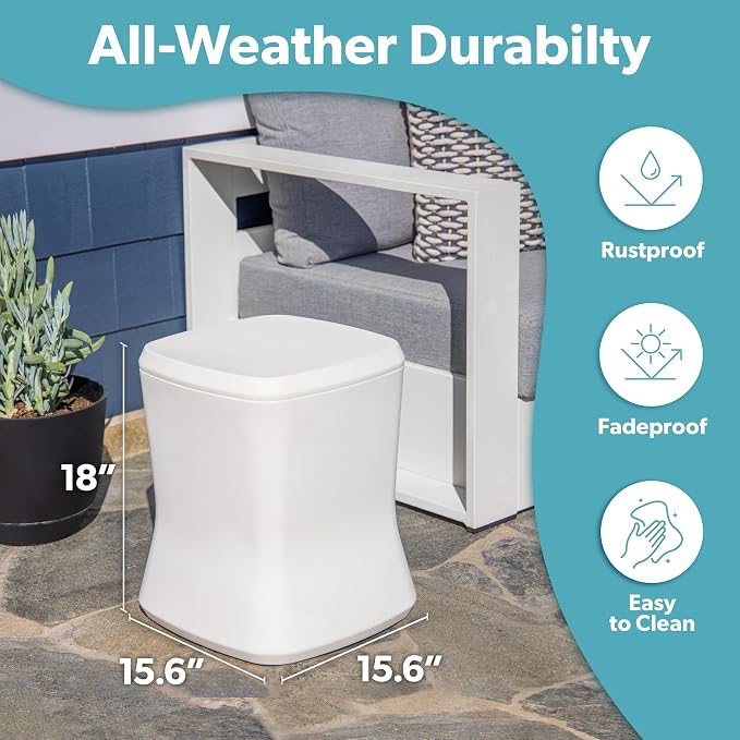 Coast Modern Outdoor Side Table Cooler- 2 in 1 Patio Decor Storage Table & Ice - Image 5