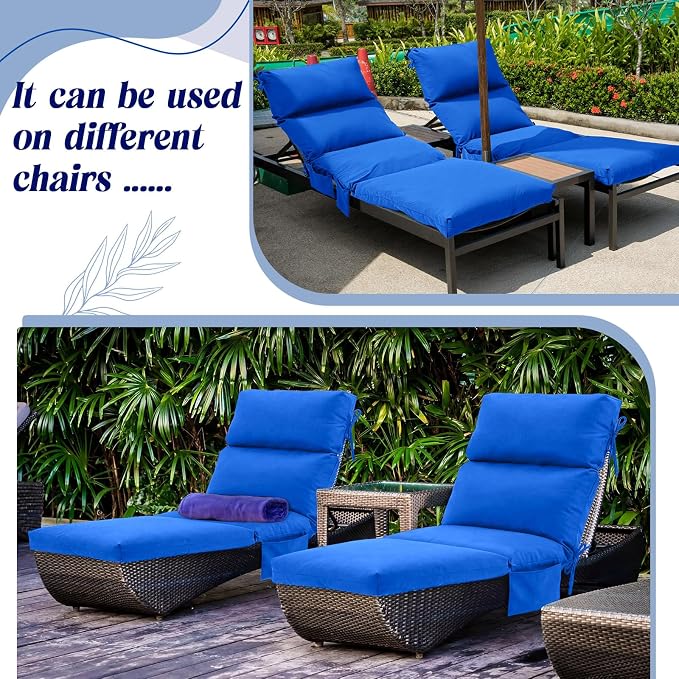 Kigley 2 Pcs Chaise Lounge Cushions, 77.9 x 20.5 x 4.7 Inch Outdoor Lounge - Image 5