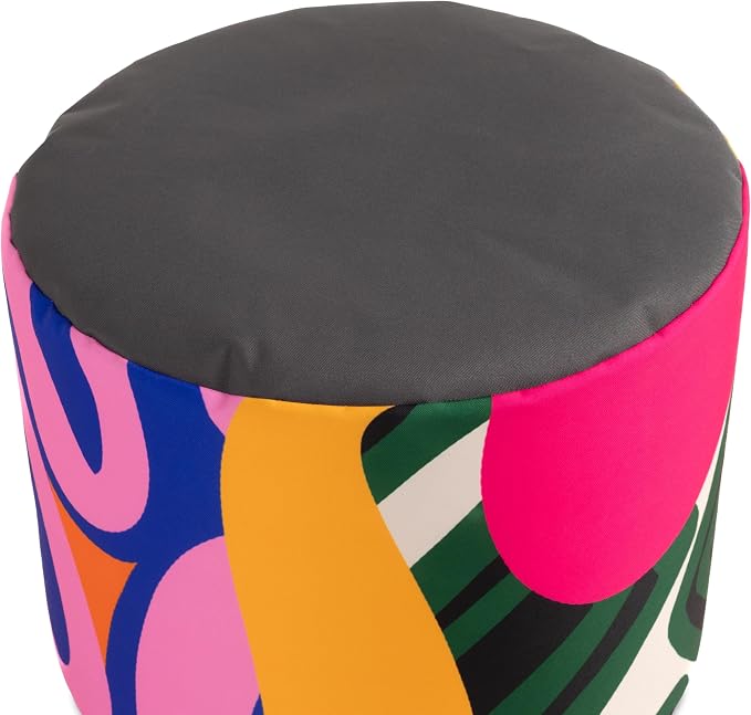 Jaxx Spring Indoor/Outdoor Bean Bag Pouf Ottoman, Zuri Multicolor Pattern - Image 7