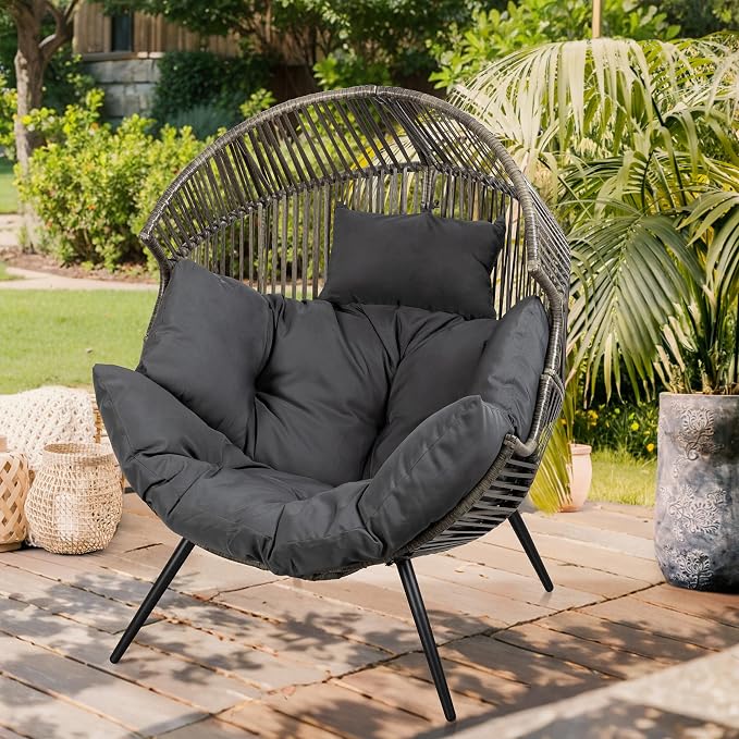 Vongrasig Outdoor Wicker Egg Chair PE Rattan Chair - Image 2