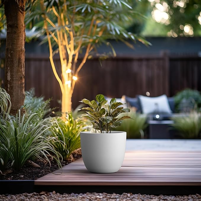 Kante 14 Inch Dia Round Concrete Planter, Indoor Outdoor Large Plant Pot - Image 4