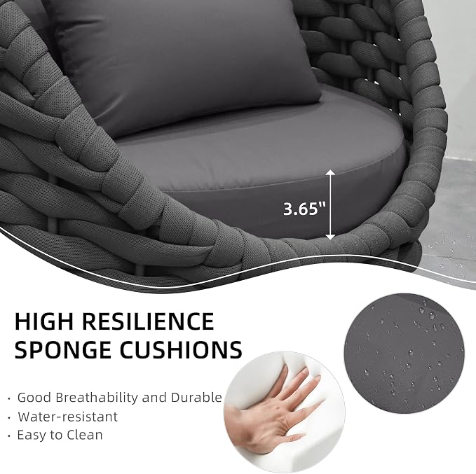 TWT 6 Pieces Patio Sofas All-Weather Teslin Rope Balcony Furniture - Image 3