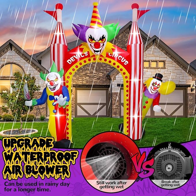 Kalolary 12 FT Halloween Inflatables Clown Archway Outdoor Decorations - Image 5