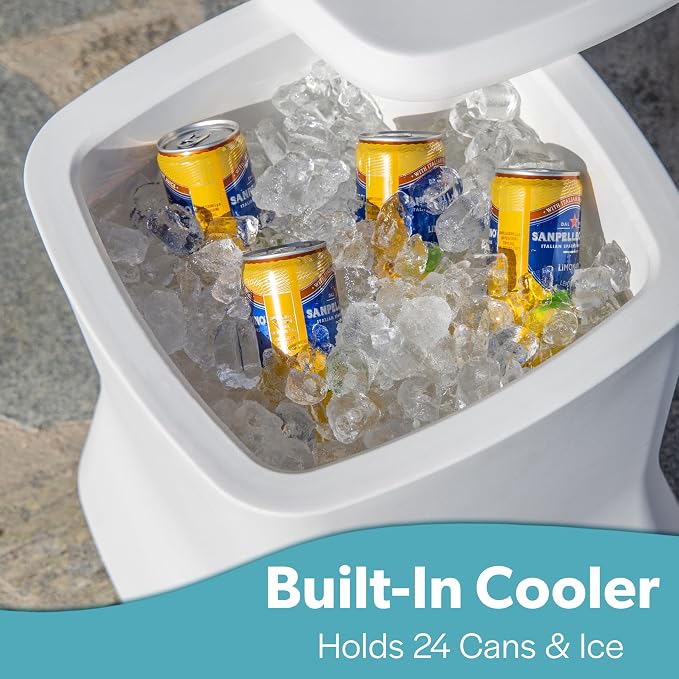 Coast Modern Outdoor Side Table Cooler- 2 in 1 Patio Decor Storage Table & Ice - Image 3