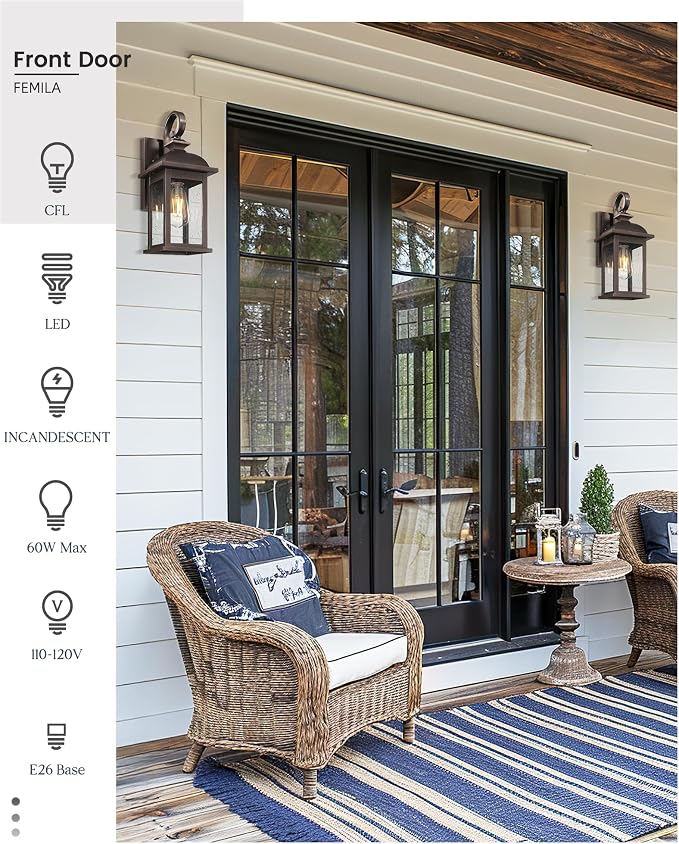 FEMILA Outdoor Wall Lantern Oil Rubbed Bronze, Exterior Wall Light Sconce - Image 6