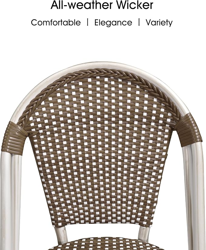 PURPLE LEAF Dining Chair Set of 2 Outdoor French Bistro Chairs Hand-Woven - Image 6