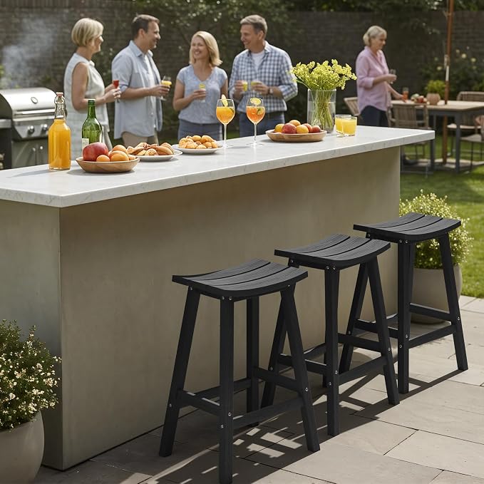 Ciokea 2 Set 29" Outdoor Bar Stools Heavy Duty HDPE Outdoor Stools Weatherproof - Image 6
