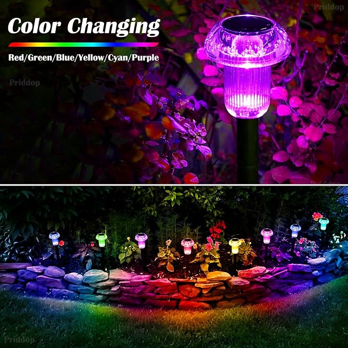 Solar Lights Outdoor Pathway Waterproof 8 Pack Color Changing LED Acrylic - Image 5