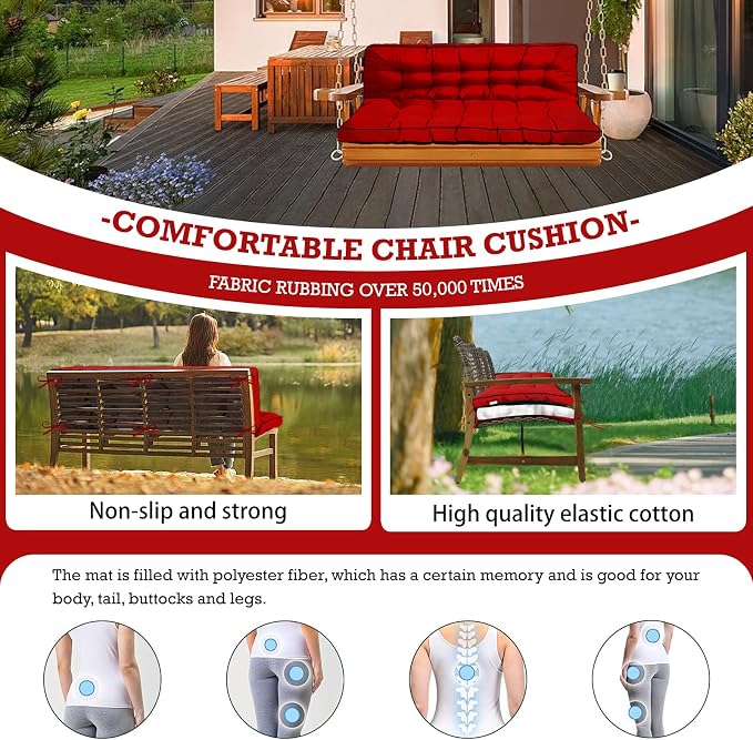 Outside Benches Cushion with Backrest, Thicken Waterproof Swing Cushions 2/3 - Image 2