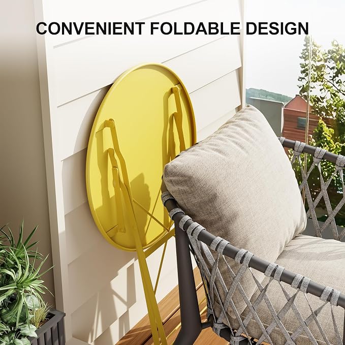 GarveeLife 3-Piece Folding Bistro Set, Foldable Patio Furniture Set - Image 4